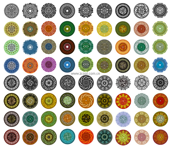 Variety of classical elements in a circular pattern vector material-1