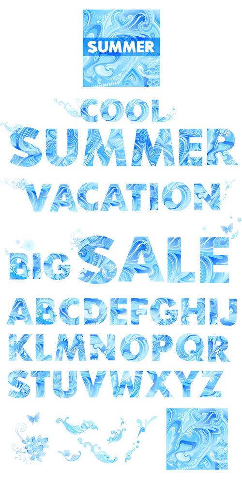 Blue Vector material letters summer