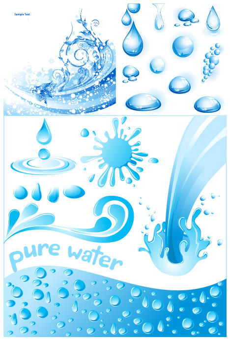 3 cool water theme vector material