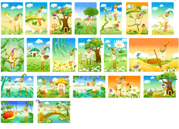 Clown and the landscape Vector Series