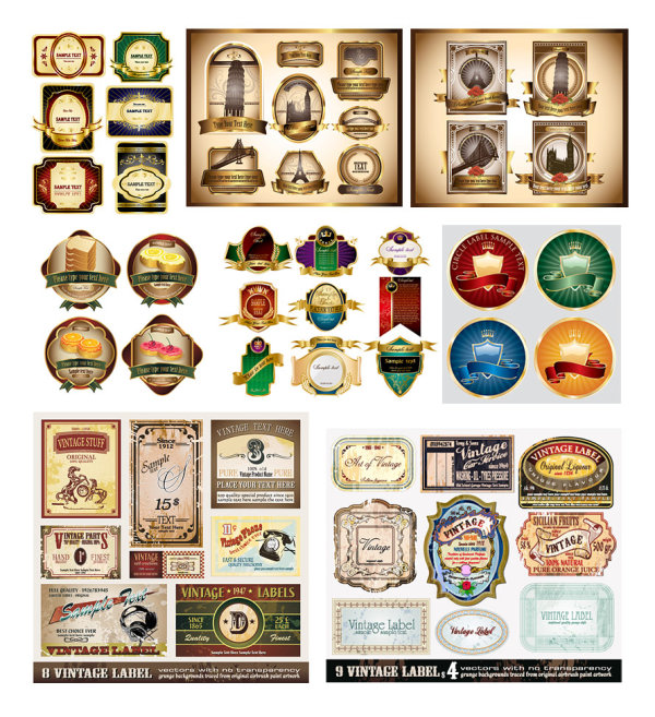 Variety of European-style label Vector