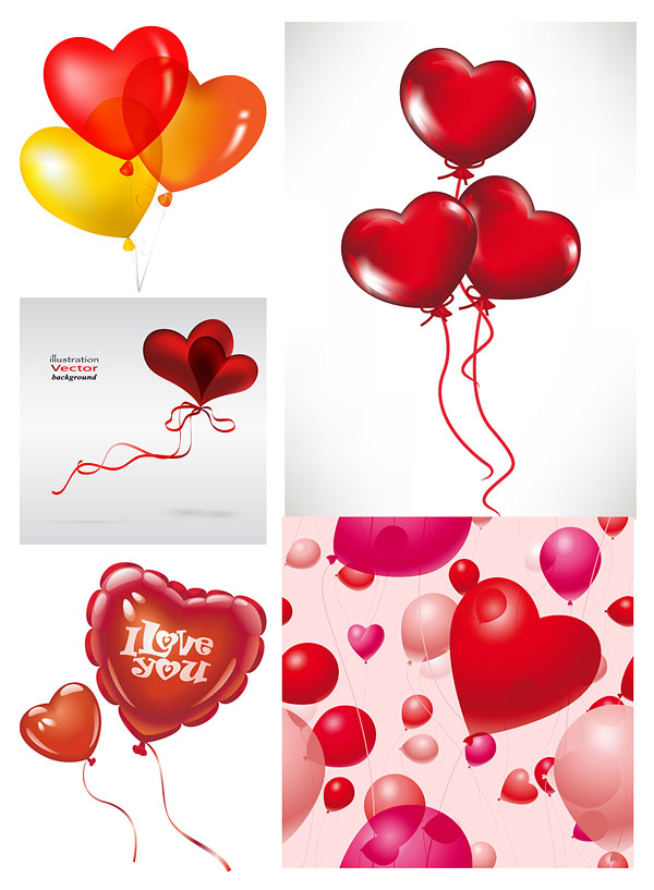 Romantic heart-shaped balloons Vector