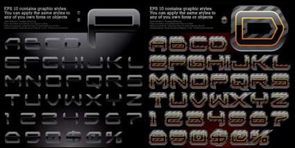 Varietà di effetti alfabeto vettore materiale