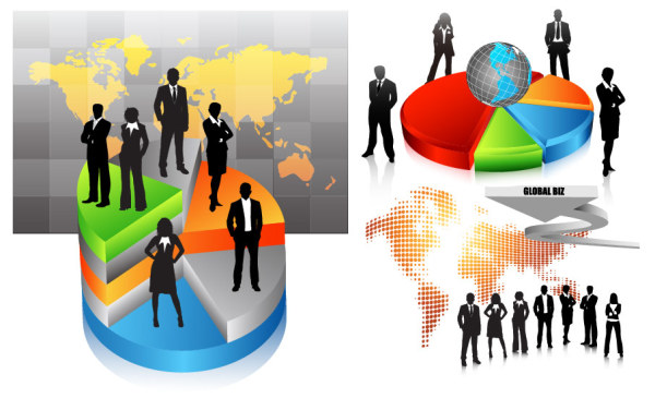 People silhouettes vector material Workplace