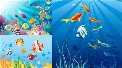 Beautiful underwater world vector material