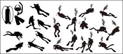Diver silhouette vector material