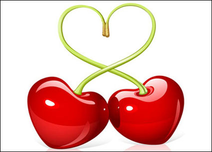 Heart-shaped cherry Vector