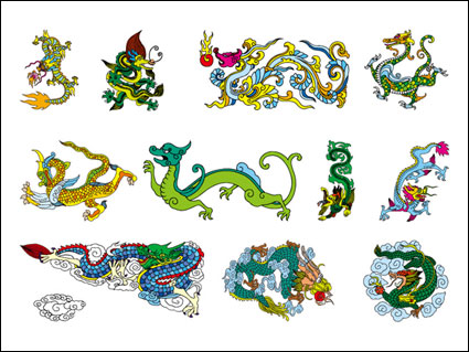 Chinese Classical Dragon nine vector material