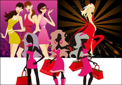 3 kinds of fashionable women vector of material
