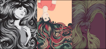 Cool female complex hair vector of material