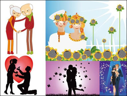 Happy couples and couples Vector