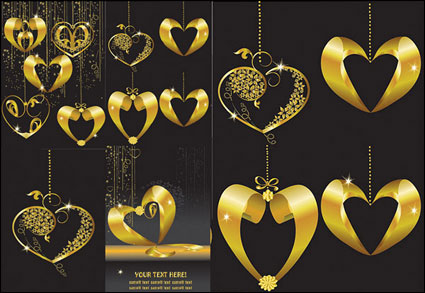 Gold heart-shaped pendant Vector