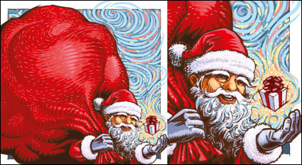 Vector Father Christmas gifts