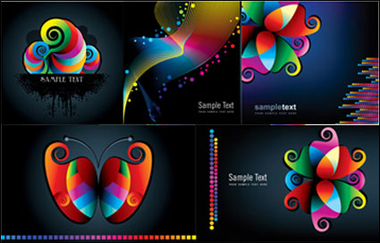 Colorful patterns and lines vector material