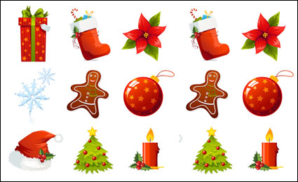 A set of beautiful Christmas icon vector