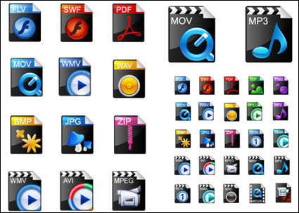 Exquisite video formats popular icons - Vector