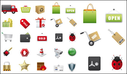 Supermarkets icons Vector