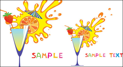 Glass and fruit juices high cartoon 04 - Vector