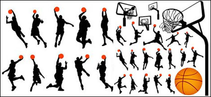 Basketball and backboard vector material in Profile