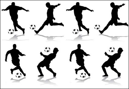 4 football action figures silhouette Vector