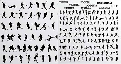 Vector silhouettes of various Players