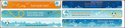 Cartoon Seascape Theme Banner Vector