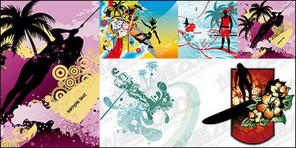 5, windsurfing and movement patterns vector material