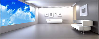 Pure white interior picture material