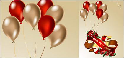 Balloons, ribbons, roses vector material