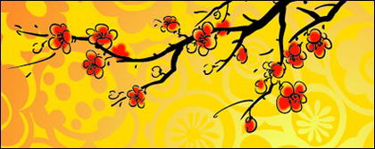 Chinese painting style Plum vector material