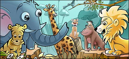 Forest cartoon animals psd layered material