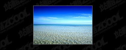 Blue sea and blue sky picture material