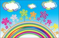 Flores de vetor de nuvens de arco-íris