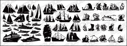 A variety of sailing boats silhouette Vector
