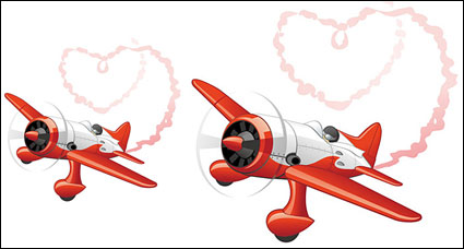 Heart-shaped smoke emitting plane vector material