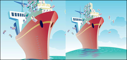 Commercial illustration ship themed vector material
