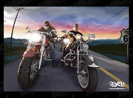 drawing realistic Harley-Davidson family of vector material