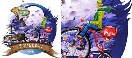 Fly to the moon - Canadian bike brand Illustrator Vector 