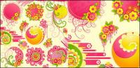 Lovely pink flowers with the trend of the vector round material