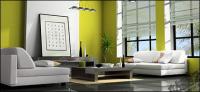 Green modern living room picture material