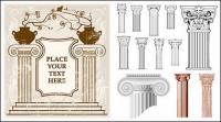 European-style classical columns pattern vector material