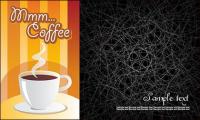 Line and coffee background clutter vector material