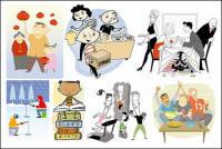 Variety of cartoon characters cartoon vector illustration material