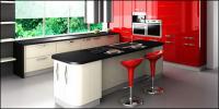 Fashion tone red kitchen picture material