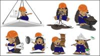 Lovely hedgehog builder vector cartoon