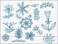 Cute little flowers painted vector material