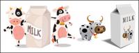 Cartoon cow milk cartons and vector material