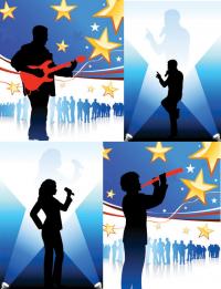 Music People silhouettes vector material