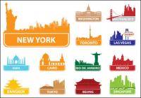 World famous silhouette of city building 02 - Vector