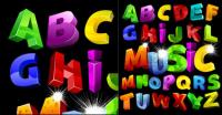 Colorful three-dimensional vector alphabet